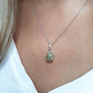 Pear Rose-Cut Diamond Solitaire Pendant 14K White Gold Fancy Yellow Gray 2.81TCW